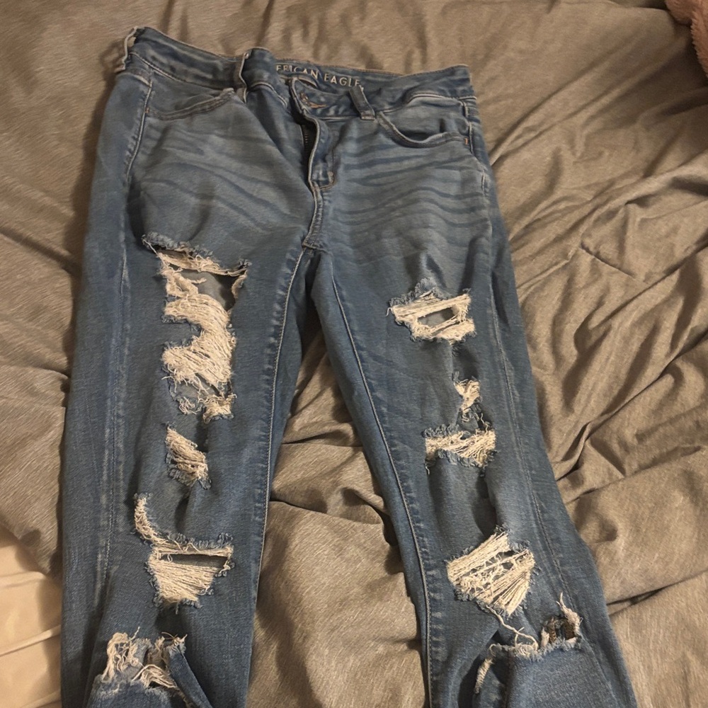 American Eagle Outfitters Ripped Blue Skinny Jeans